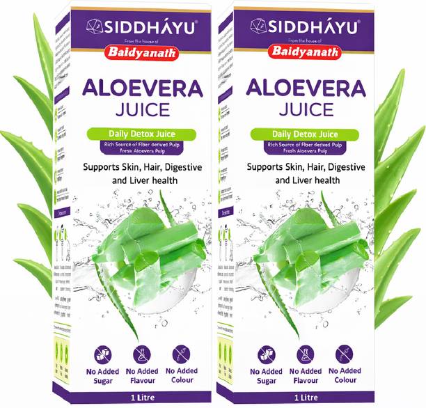Baidyanath Aloe Vera Juice 1L (Pack of 2) Natural Aloevera for digestion | No added Sugar