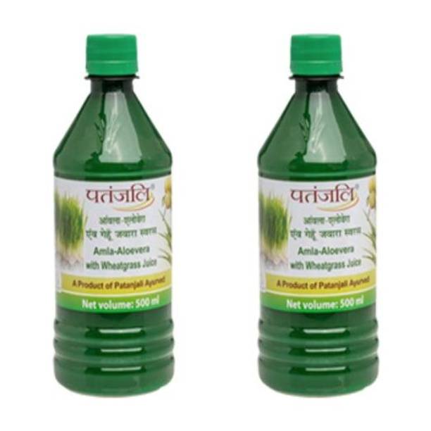 PATANJALI Amla Aloevera with Wheatgrass Juice 500ml - (Pack of 2)