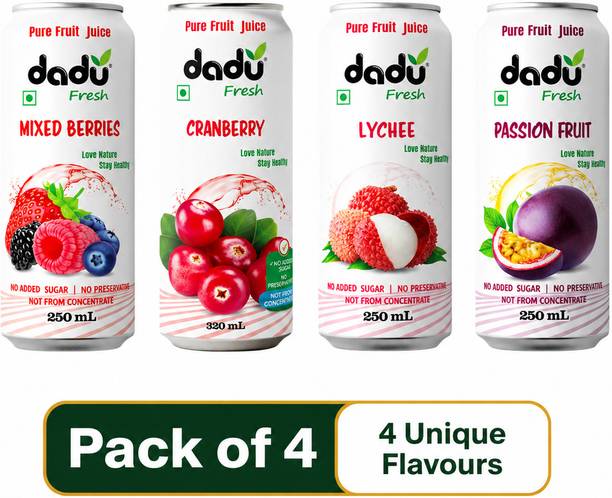 Dadu Fresh Tropical & Berry Juice Combo | Passion Fruit, Lychee & Cranberry