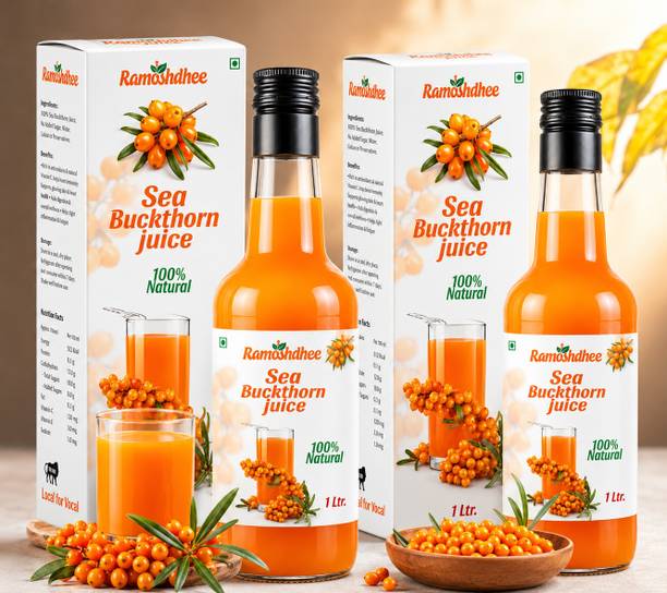 Ramoshdhee Sea Buckthorn Juice Immunity Health Supplement Anti-oxidants -1Ltr (Pack 2)