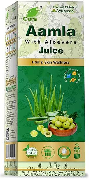 Cura Aamla Aloevera Juice II Cold Pressed Juice for Skin & Hair Health