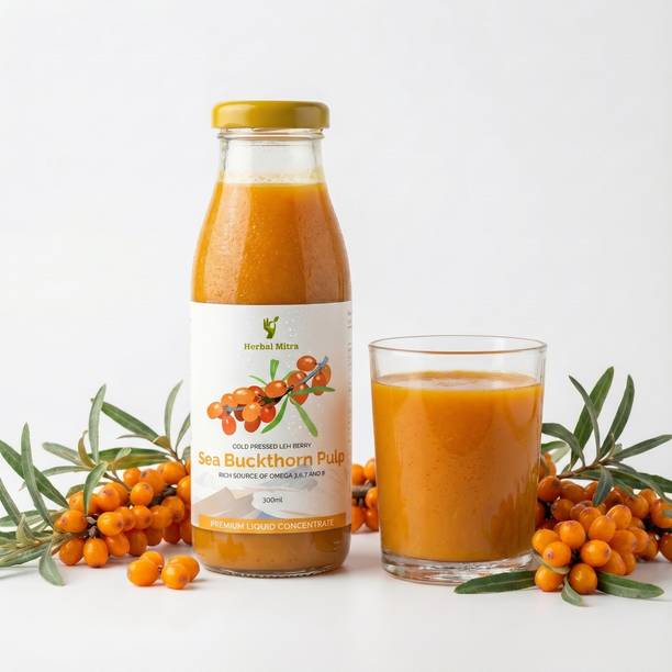 Herbal Mitra Himalayan Sea Buckthorn Juice | Natural Vitamin C, Omega 3 6 7 9 & Antioxidants