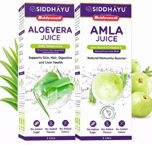 Baidyanath Amla Juice 1L + Aloe Vera Juice 1L | No added Sugar, Vitamin C, Digestion