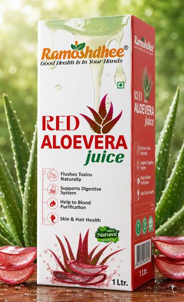 Ramoshdhee Red Aloe Vera juice with Pulp, Better digestion and Glowing Skin | Ayurvedic