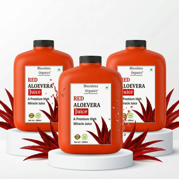 BHEESHMA ORGANICS Red Aloe Vera Juice 3L | Ayurvedic Drink for Weight Management & Skin Glow