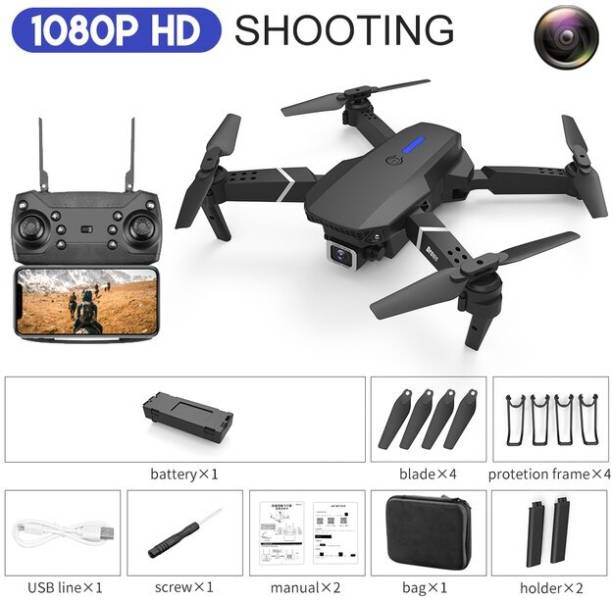 PGK TRADERS Quadcopter E88 Drone With Wide Angle HD Camera Height Hold Foldable Drone