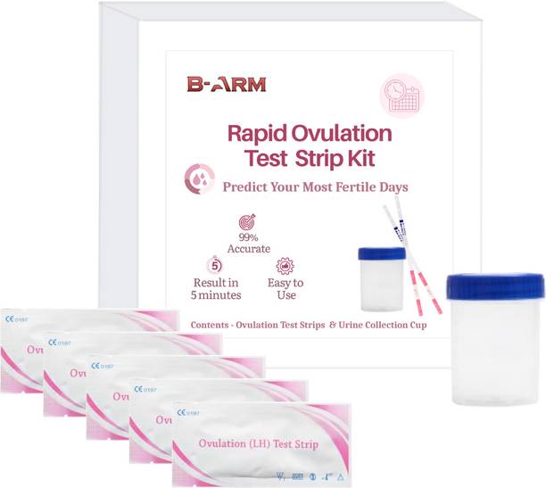B-Arm Rapid Ovulation Test Strip Kit for Women with 5 Strips & 1 Reusable Container| Urine Drug Test