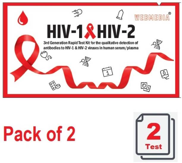 WebMedia -3rd generation Test kit- HIV (Type1&2) in whole Blood/Serum/Plasma -Pack of 2- Antibody Test Kit