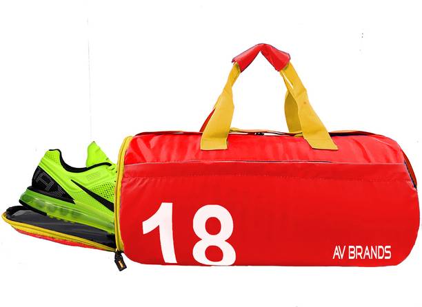 22 L Gym Duffel Bag - Hand Duffel Bag - gym bag with shoe compartment ll Gym Duffle Bag ll Sports bag - Red, Yellow