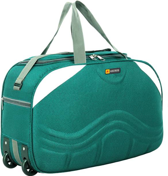 60 L Strolley Duffel Bag - Unisex Polyester Medium Size Travel Weekender Duffle Bag for Men & Women - Green - Large Capacity