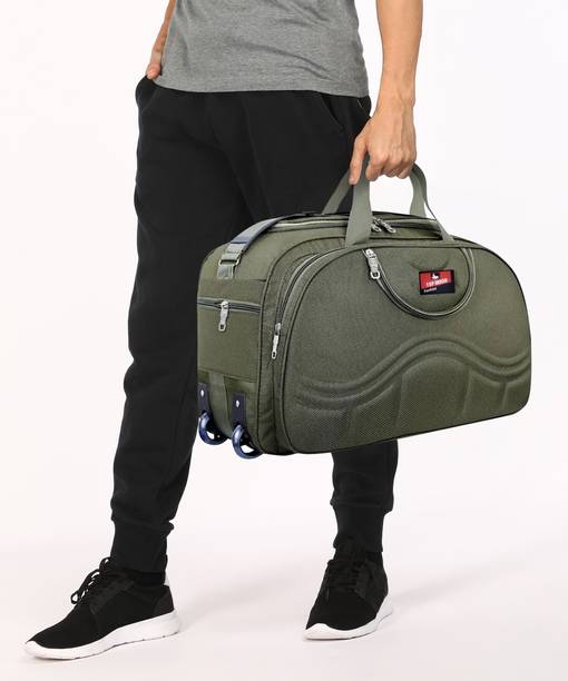 65 L Strolley Duffel Bag - BBD_N-Waterproof Luggage Travel Duffel Bag with Roller wheels Duffel Bag, - Peach - Large Capacity