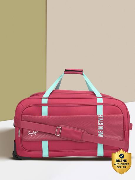 61 L Strolley Duffel Bag - Cult Polyester 62 cm Large Size | Stylish Duffel Trolley with Wheels|Red-Unisex - Red - Large Capacity