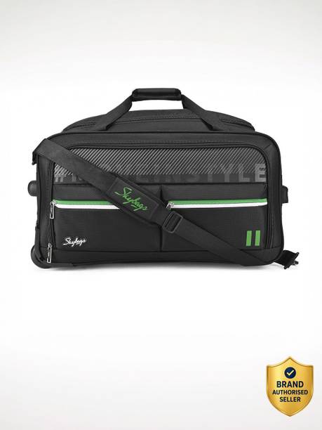 65 L Strolley Duffel Bag - Muse Polyester 68 cm Medium Size Duffel Trolley Bag with Wheels - Black - Large Capacity