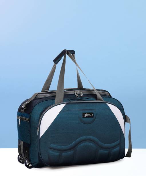 80 L Strolley Duffel Bag - for men women girl boy with 2 wheels trolley cabin luggage - Green - Large Capacity