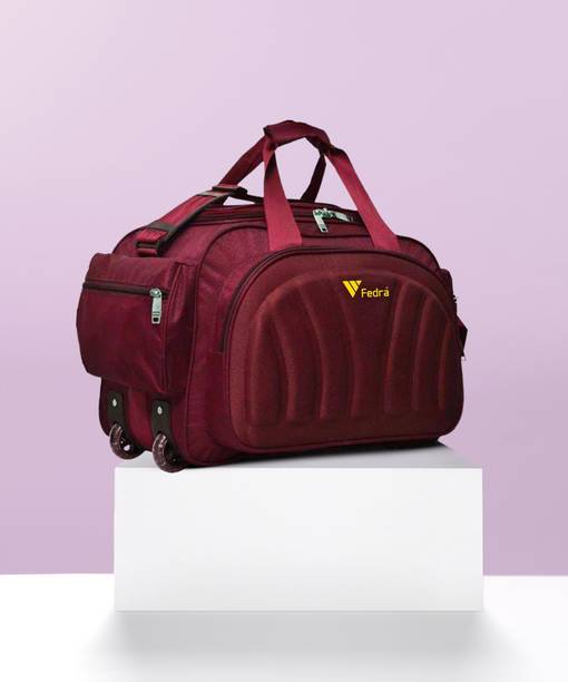 60 L Strolley Duffel Bag - (Expandable) Waterproof Polyester Lightweight 40 L Luggage with 2 Wheels (red) - Red - Large Capacity