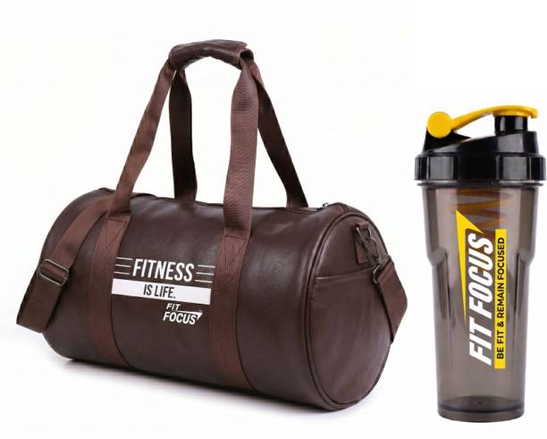 20 L Gym Duffel Bag - Premium Gym Bag and Shaker Combo|Protein Shaker bottle|Gym Fitness Kit|Packof 2 - Brown