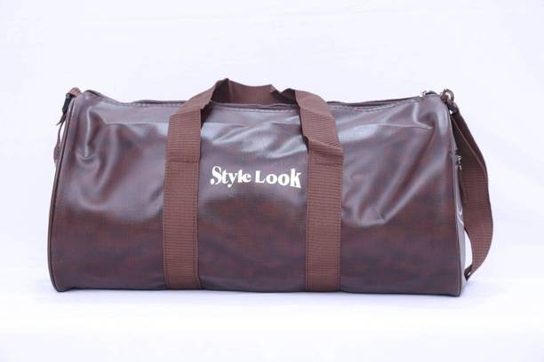 5 L Gym Duffel Bag - Synthetic Leather Gym Bag with 3 Compartments Waterproof Unisex Duffel - Brown - Brown