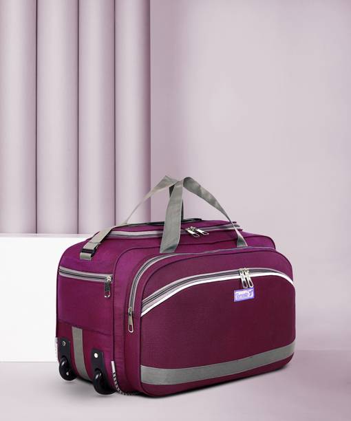 55 L Strolley Duffel Bag - 55 L DUFFLE BAGS HEAVY PREMIUM QUALITY TRAVEL LUGGAGE MEN WOMEN TRAVELLING AIR - Purple - Regular Capacity