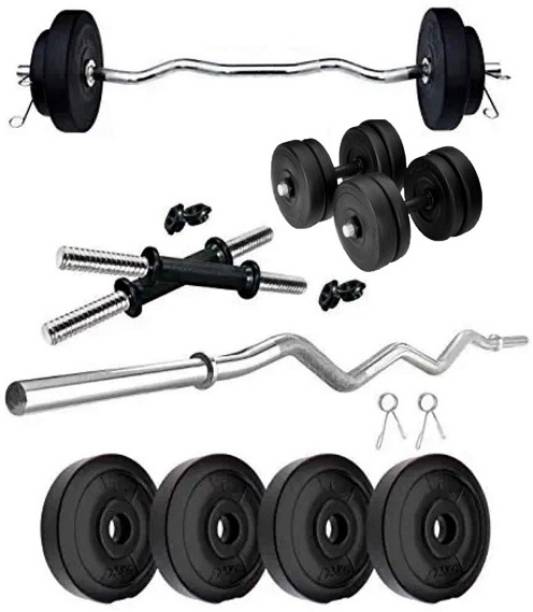 SHIVAM SPORTS 10 PVC dumbbells plates, Home Gym Equipment for Men Curl Rod, Exercise Set, Gy Adjustable Dumbbell