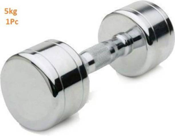 GYM KART EXCLUSIVE QUALITY (1piece * 5kg) CHROME PLATED STEEL DUMBBELL Fixed Weight Dumbbell