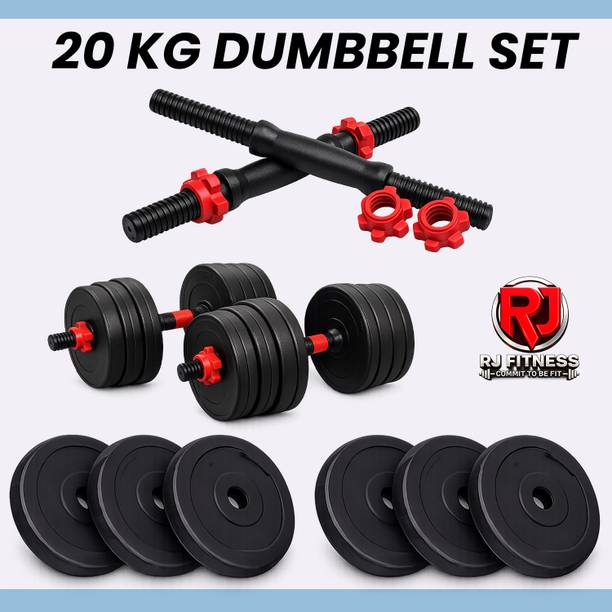 rj fitness 20KG PVC Dumbbell Set with 2.5kg x 8 Plates Adjustable Dumbbell