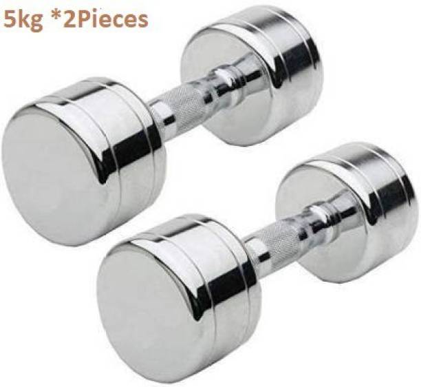 GYM KART Premium Quality (3 Kg X 2 Pcs) Steel Chrome Plated Fixed Weight Dumbbell