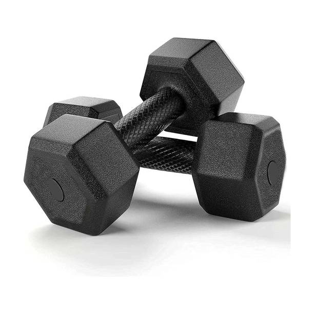 KSF Black PVC Hexa Dumbbell Set, 1 Pair Hex Dumbbells, Home Gym 5KG x 2PCS Fixed Weight Dumbbell