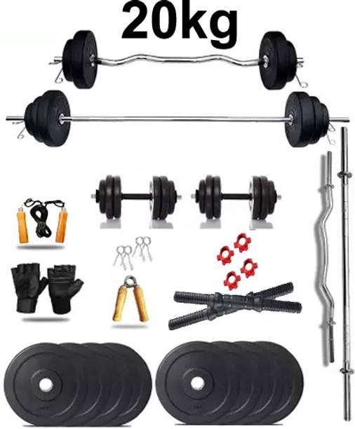 DCS Pro FITNESS 20kg Dumbbell Set + FITNESS ACCESSORIES - Best for HOME FITNESS Adjustable Dumbbell