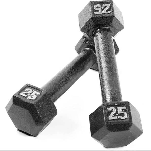 JIMWALT THE INDIAN MADE PREMIUM CAST IRON 2.5KG DUMMBELLS (1 PAIR) Fixed Weight Dumbbell