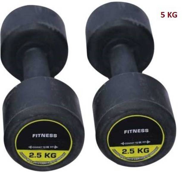 GYM KART Exclusive (2.5Kg X 2 Pcs) Premium Rubber Dumbbell Fixed Weight Dumbbell