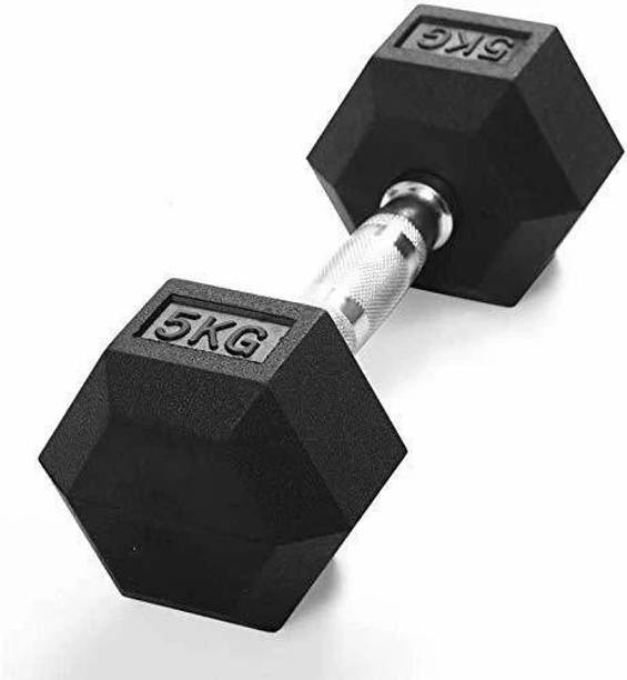 wWAR 5KG Single Piece Hexa Dumbbell, Hexagon Dumbbell For Gym Workout Fixed Weight Dumbbell