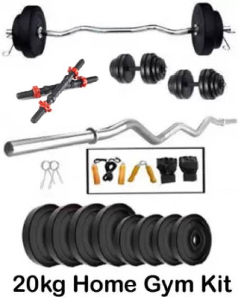 L'AVENIR FITNESS 20kg (4*3kg + 4*2kg) PVC Weight PLATE + 2 DUMBBELL Rods with Accessories Adjustable Dumbbell
