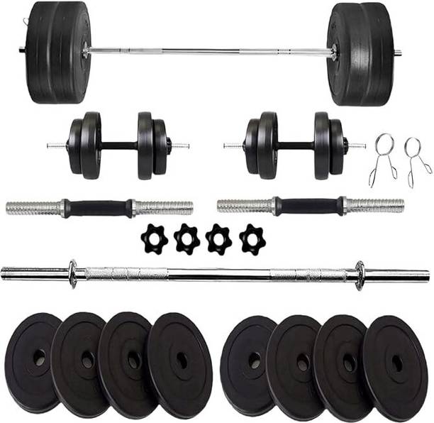 ANSH FIT PVC PLATE Black Weight Plate WITH STRAIGHT ROD SET Adjustable Dumbbell