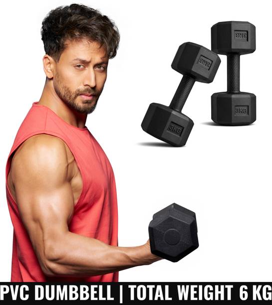 SLOVIC PVC Dumbbells Set for Home Gym | 3 Kg | Set of 2 | Fixed Weight Dumbbell
