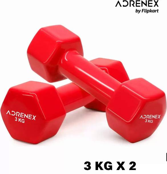 Adrenex VINYL DUMBBELL 6 KG (3 kg Each) Fixed Weight Dumbbell