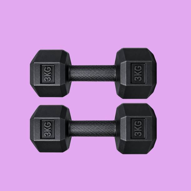Urvi 3 KG Rubber Coated Hex Weights Pair for Muscle Building Fixed Weight Dumbbell