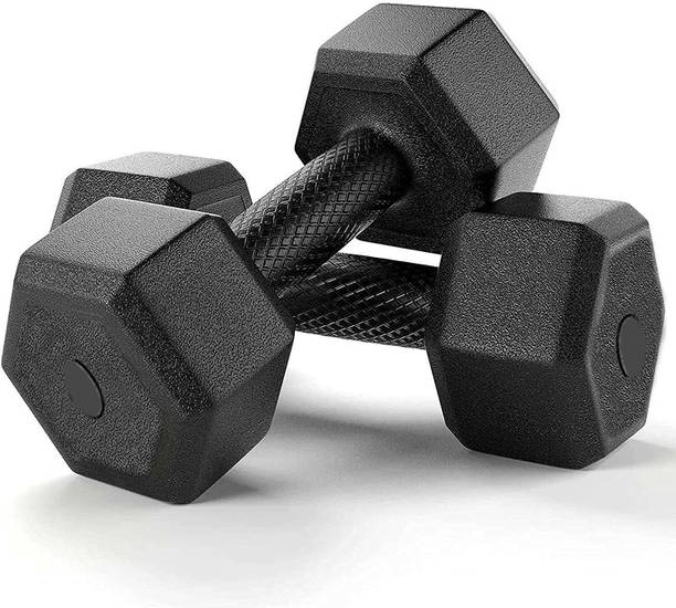 Brawl Nation Black PVC Hexa Dumbbell Set, 1 Pair Hex Dumbbells, Home Gym 5KG x 2PCS Fixed Weight Dumbbell