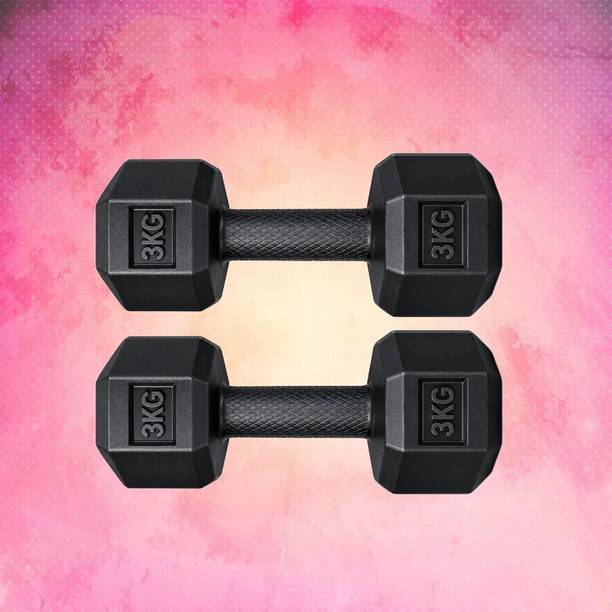 Urvi 3 KG Hexagonal Dumbbells Pair for Gym Workout Training Fixed Weight Dumbbell