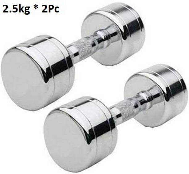 GYM KART 2.5 Kg X 2 Pcs Premium Steel Chrome Fixed Weight Dumbbell