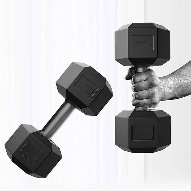 JASMINE 10kg PVC Hex Dumbbells | 2x 5kg Weights for Total Body Training Fixed Weight Dumbbell