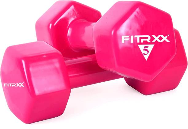 FITRXX Vinyl Dumbbell for Men & Women | Home and Gym Full Body Workout (Pack of 2) | Fixed Weight Dumbbell