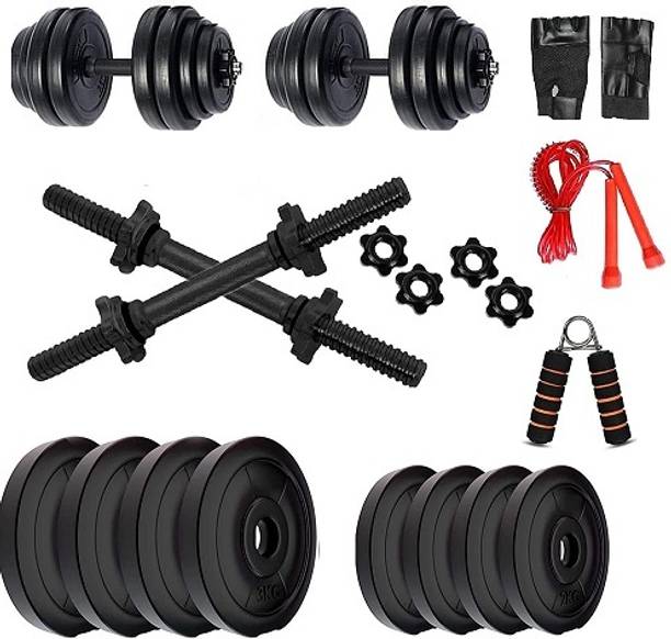 SHIVAM SPORTS 18KG Home Gym Set, PVC Dumbbell Plates , for Men Exercise Set with Accessories Adjustable Dumbbell