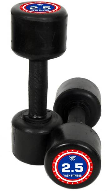 yash fitness Captain America Style Black Rubber Dumbbells 2.5kgX 2 Dumbbells Fixed Weight Dumbbell