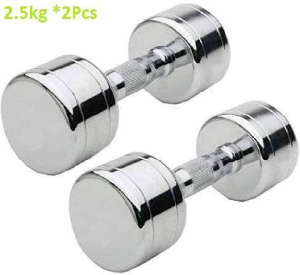 GYM KART Exclusive Set of (2.5 Kg X 2 Pcs) Premium Steel Chrome Fixed Weight Dumbbell