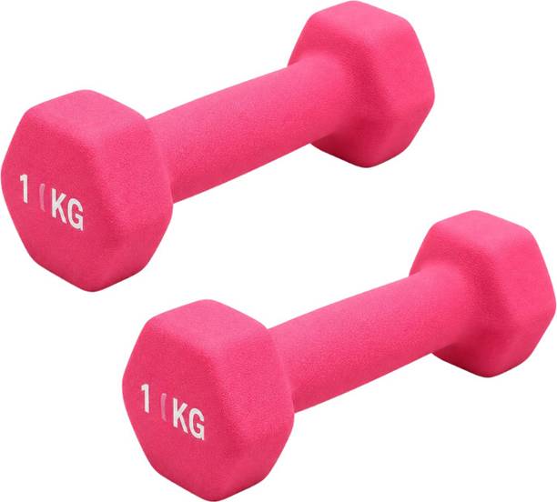 MAPACHE 1 Kg Pink Neoprene Coated Cast Iron Dumbbells for Exercise & Fitness Fixed Weight Dumbbell