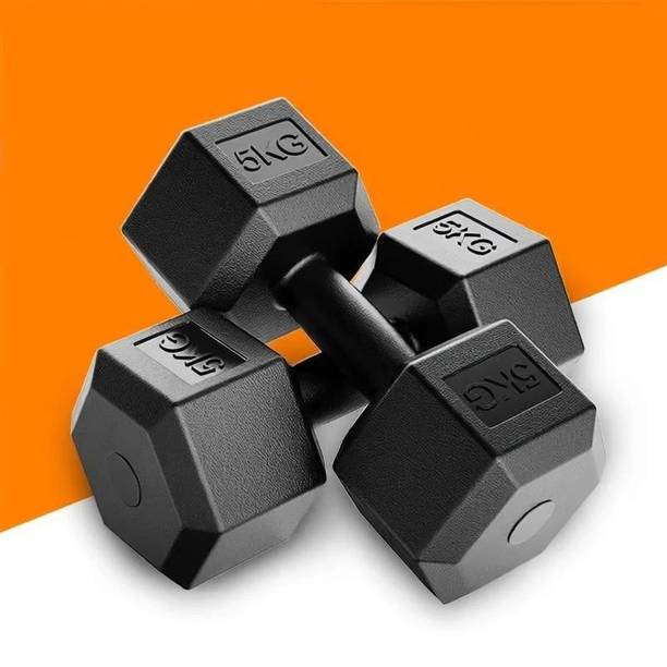 FitFreaks PVC , 1 Pair, Hex , Home Gym 5KGS X 2PCS Fixed Weight Dumbbell