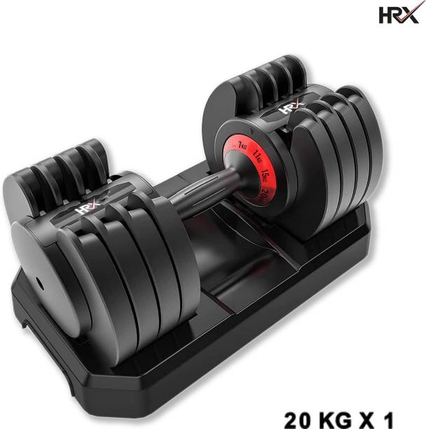 HRX Ignite 20 kg Adjustable Dumbbell Set for Home Gym Twist Lock Technology Adjustable Dumbbell