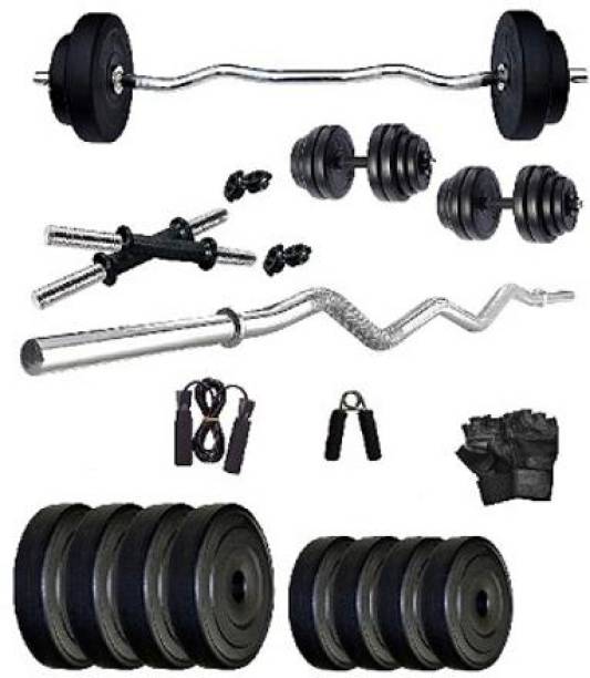 SHIVAM SPORTS 18kgWeight Plate Standard Set for 3 Ft curl Bars Strength Training home gym Adjustable Dumbbell