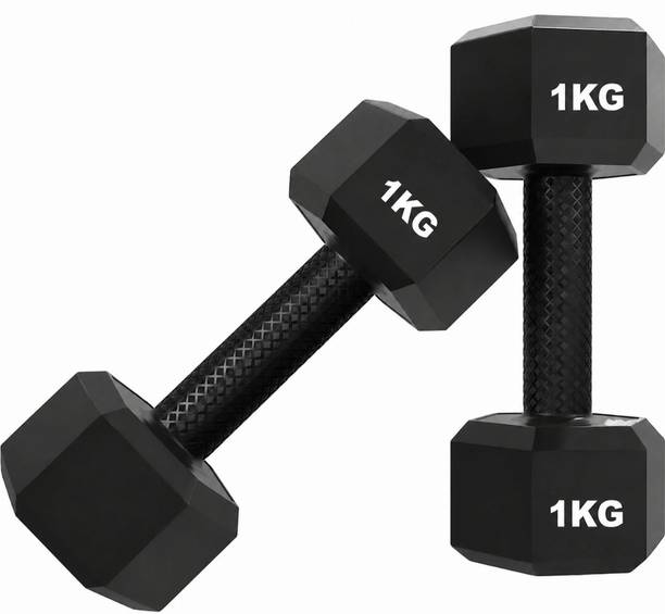 MMK Black 1 KG HEX DUMBBELL 1KGX2PC=2KG DUMBBELL Fixed Weight Dumbbell (2 kg) Fixed Weight Dumbbell