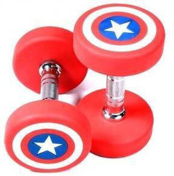 DTD Captain America Premium Rubber Coated Dumbbell 5 kg (Set of 2 X 2.5kg ) Fixed Weight Dumbbell